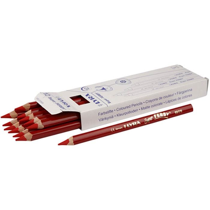 Super Ferby 1 colouring pencils, L: 18 cm, lead 6,25 mm, red, 12 pc/ 1 pack
