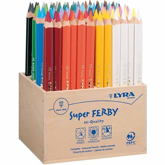 Super Ferby 1 colouring pencils, L: 18 cm, lead 6,25 mm, assorted colours, 96 pc/ 1 pack