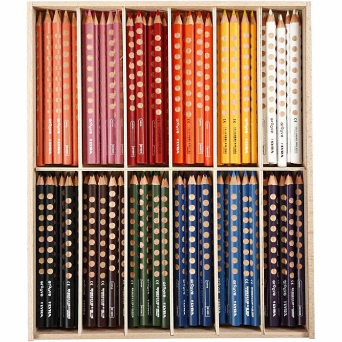 Groove Colouring Pencils, L: 18 cm, lead 4.25 mm, assorted colours, 12x12 pc/ 1 pack