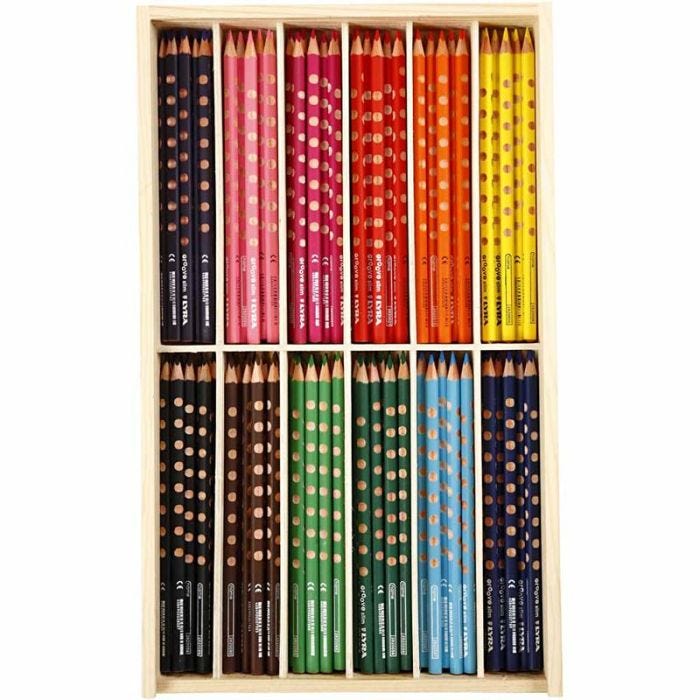 Groove Slim Colouring Pencils, L: 18 cm, lead 3,3 mm, assorted colours, 12x12 pc/ 1 pack