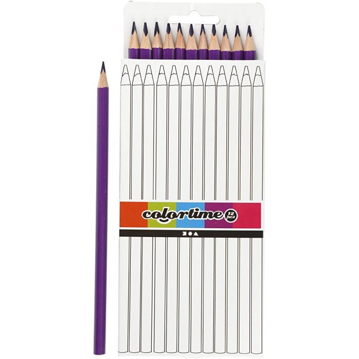 Colortime Colouring Pencils, L: 17 cm, lead 3 mm, purple, 12pc/ 1 pack