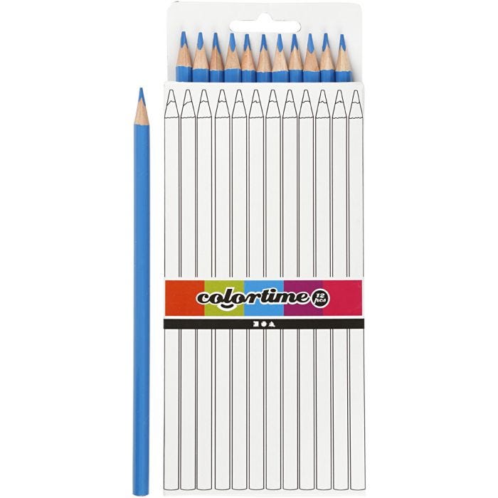 Colortime Colouring Pencils, L: 17 cm, lead 3 mm, light blue, 12 pc/ 1 pack