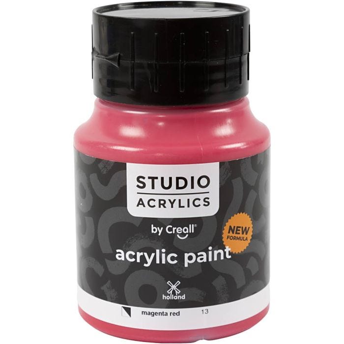 Creall Studio Acrylic Paint, semi opaque, magenta red (13), 500 ml/ 1 bottle