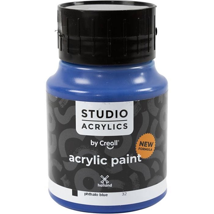 Creall Studio Acrylic Paint, opaque, phtalo blue (32), 500 ml/ 1 bottle