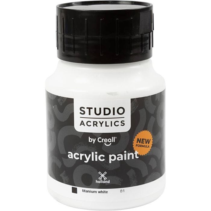 Creall Studio Acrylic Paint, opaque, white (81), 500 ml/ 1 bottle