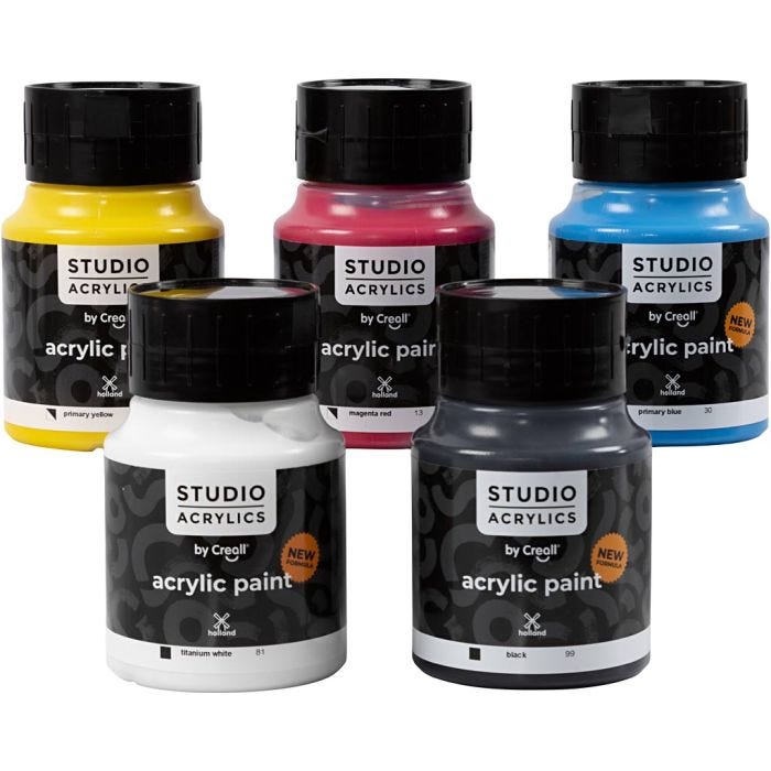 Creall Studio Acrylic Paint, assorted colours, 5x500 ml/ 1 pack