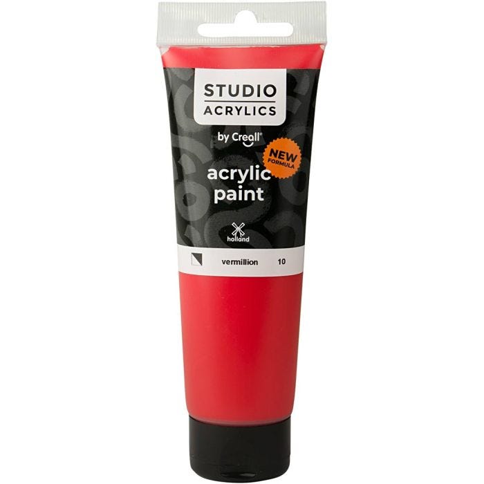 Creall Studio Acrylic Paint, semi opaque, vermillion (10), 120 ml/ 1 bottle