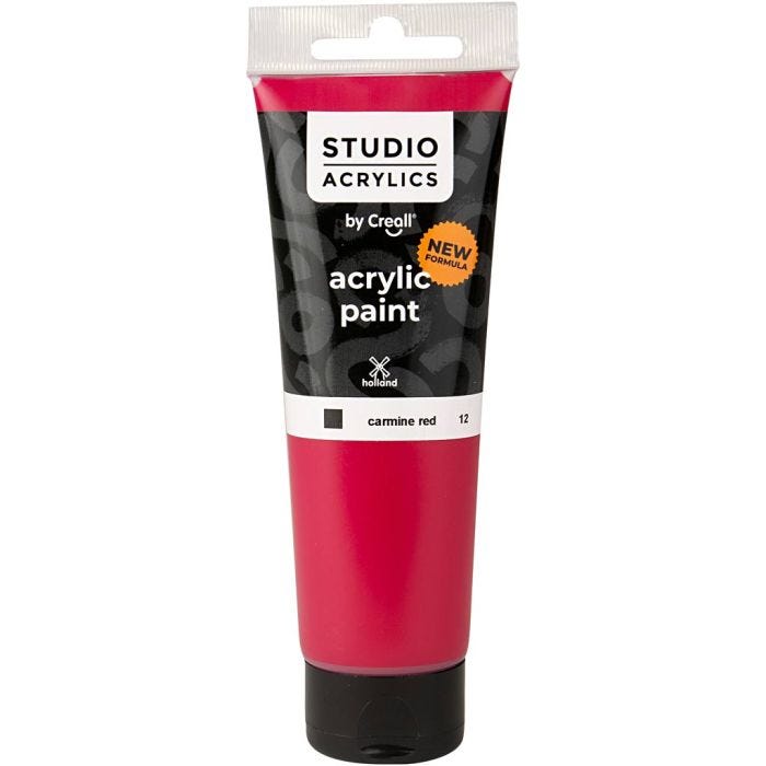 Creall Studio Acrylic Paint, opaque, carmine red (12), 120 ml/ 1 bottle