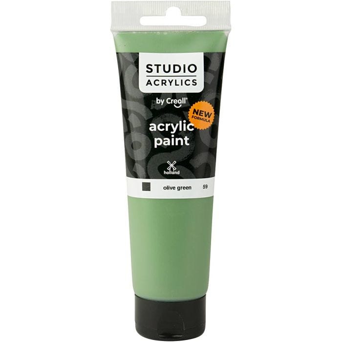 Creall Studio Acrylic Paint, opaque, olive green (59), 120 ml/ 1 bottle