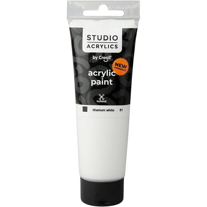 Creall Studio Acrylic Paint, opaque, white (81), 120 ml/ 1 bottle