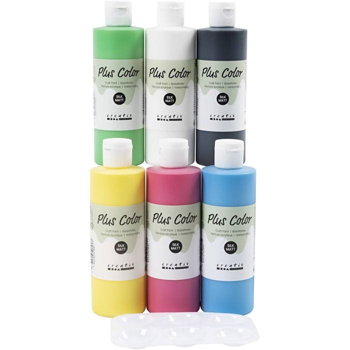 Plus Color Craft Paint, primary colours, 6x250 ml/ 1 pack