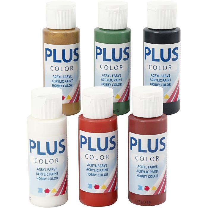 Plus Color Craft Paint, christmas colours, 6x60 ml/ 1 pack