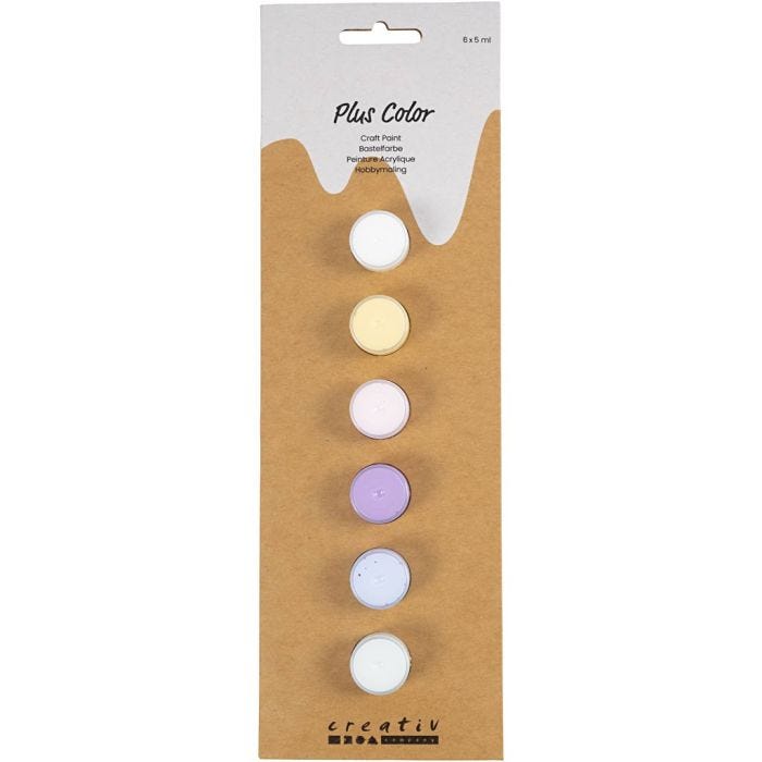 Plus Color Craft Paint, pastel colours, 6x5 ml/ 1 pack