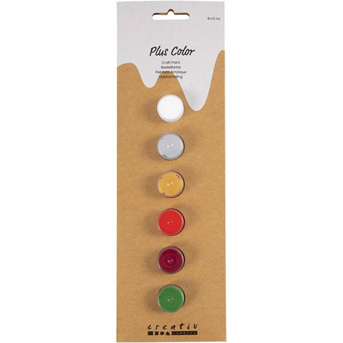 Plus Color Craft Paint, christmas colours, 6x5 ml/ 1 pack