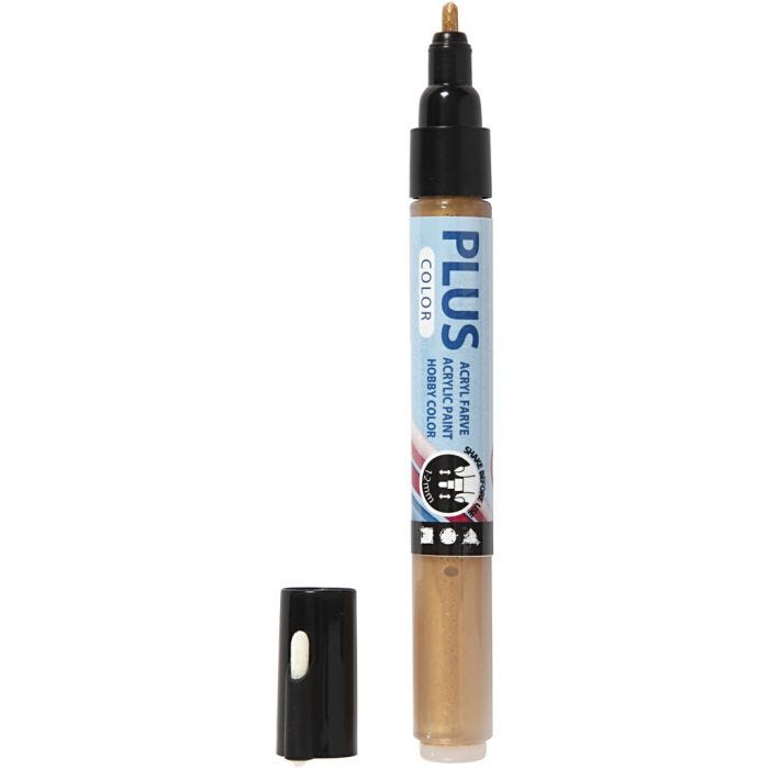 Plus Color Marker, L: 14,5 cm, line 1-2 mm, gold, 5,5 ml, 1 pc