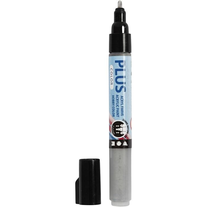 Plus Color Marker, L: 14,5 cm, line 1-2 mm, silver, 5,5 ml, 1 pc