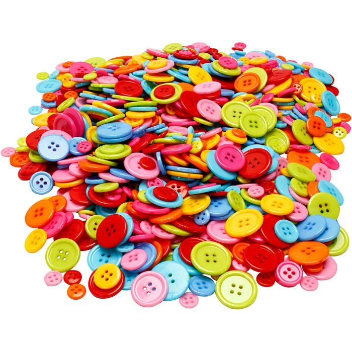 Button Mix, dia. 10+15+20+22 mm, 500 g/ 1 pack