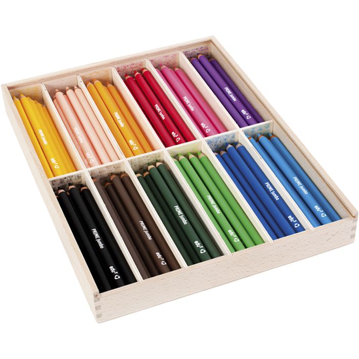 edu Jumbo Coloured Pencils, thickness 10 mm, lead 6,25 mm, assorted colours, 12x12 pc, 144 pc/ 1 pack