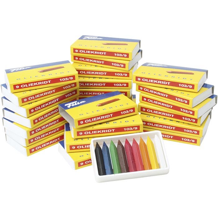 Oil Crayons, assorted colours, 25x9 pc/ 1 pack