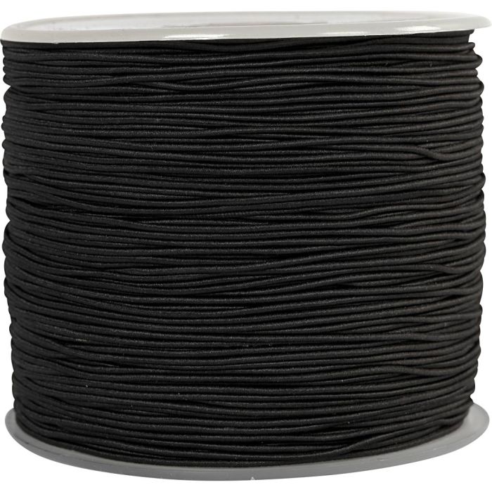Elastic Cord, thickness 1 mm, black, 250 m/ 1 roll