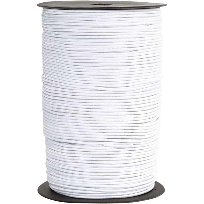 Elastic Cord, thickness 2 mm, white, 250 m/ 1 roll