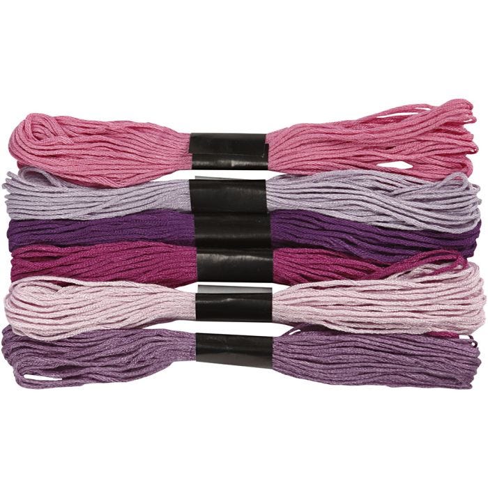 Embroidery Thread, thickness 1 mm, purple, 6 bundle/ 1 pack