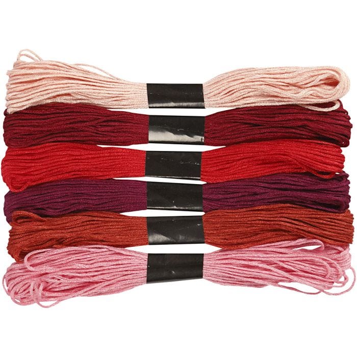 Embroidery Thread, thickness 1 mm, red harmony, 6 bundle/ 1 pack