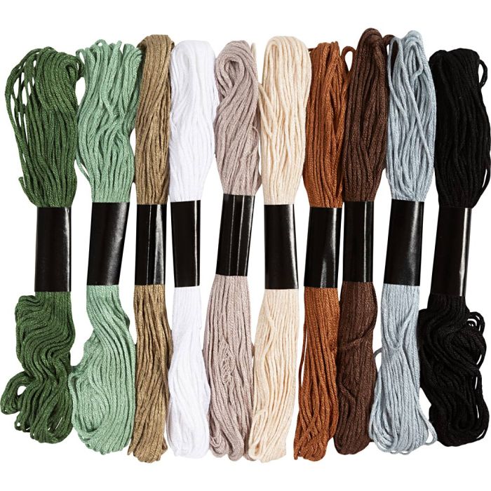 Embroidery Thread, thickness 1 mm, Nature colours, 10x8 m/ 1 pack