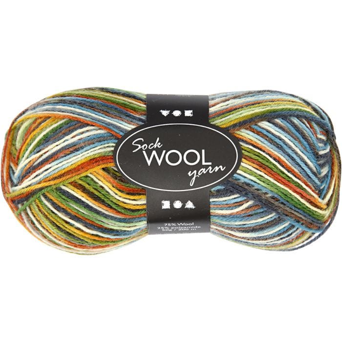 Sock Yarn, L: 200 M, moss green, 50 g/ 1 ball