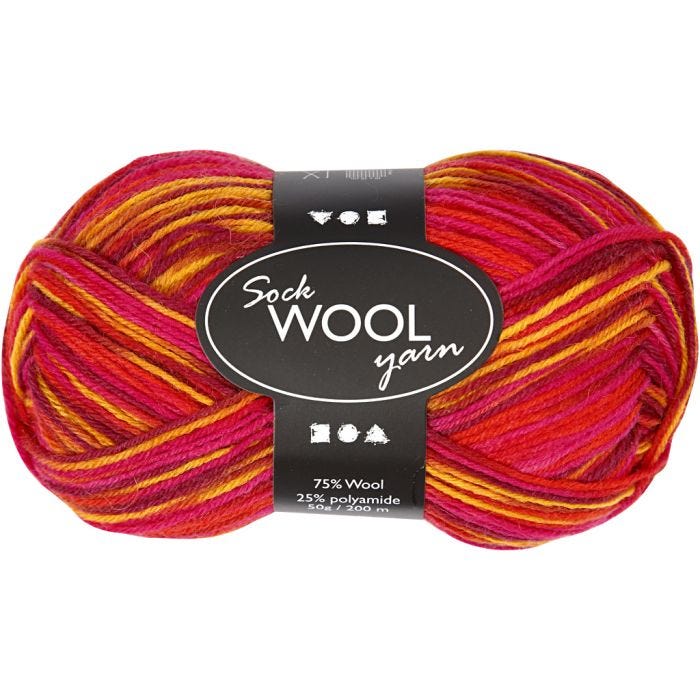 Sock Yarn, L: 200 M, assorted colours, 50 g/ 1 ball