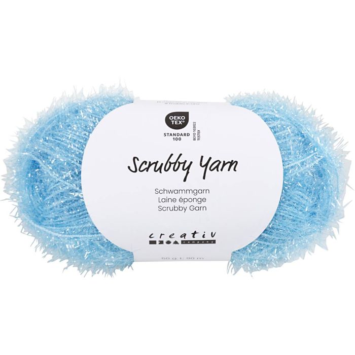 Scrubby Yarn, L: 90 M, blue, 50 g/ 1 ball