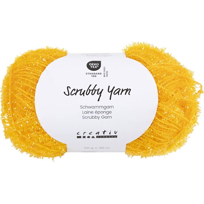 Scrubby Yarn, L: 90 M, yellow, 50 g/ 1 ball