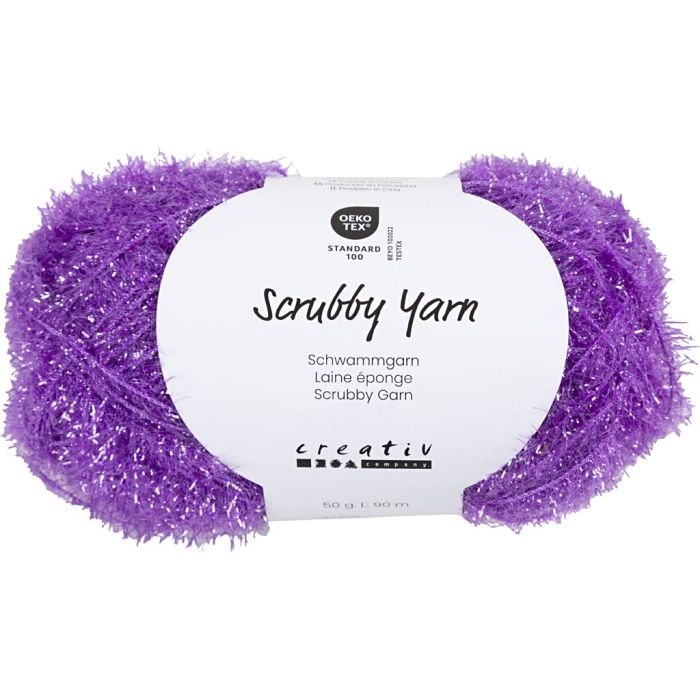 Scrubby Yarn, L: 90 M, purple, 50 g/ 1 ball