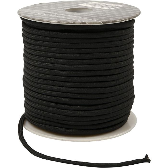 Polyester Cord, thickness 4 mm, black, 40 m/ 1 roll