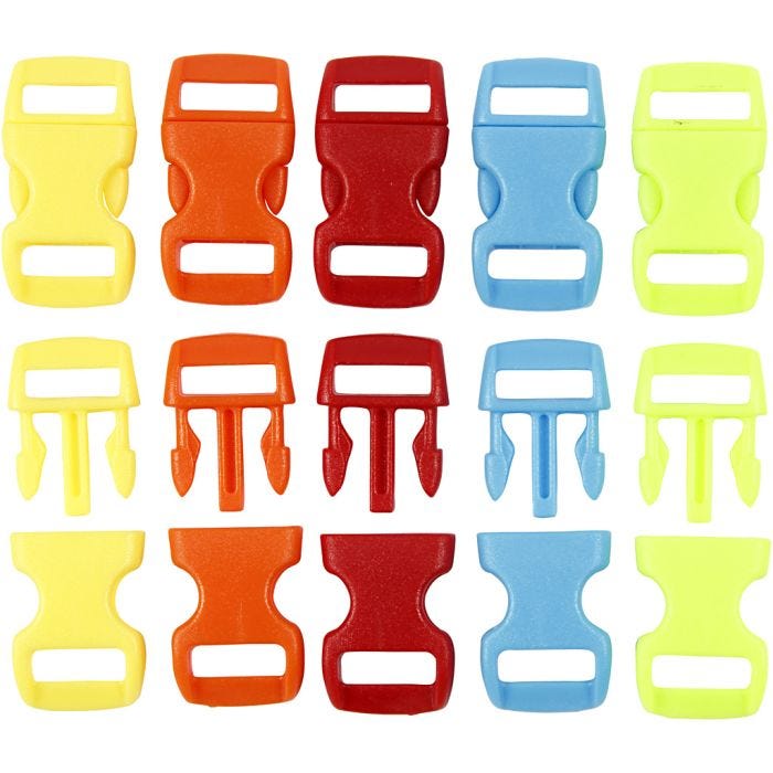 Click Clasp, L: 29 mm, W: 15 mm, hole size 3x11 mm, assorted colours, 100 pc/ 1 pack