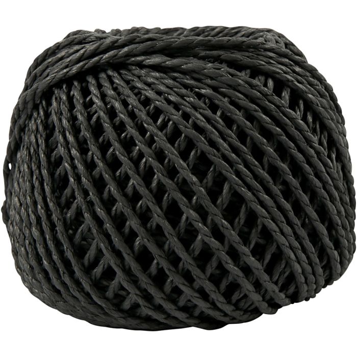 Paper Yarn, thickness 2,5-3 mm, black, 150 g, 40 m/ 1 ball