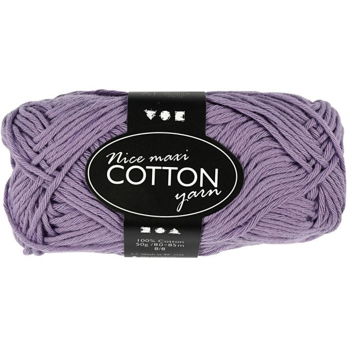 Cotton Yarn, 8/8, L: 80-85 M, size maxi, purple, 50g/ 1 ball