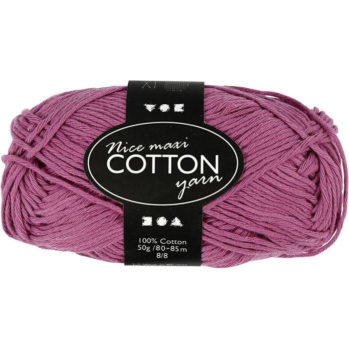 Cotton Yarn, 8/8, L: 80-85 M, size maxi, violet, 50 g/ 1 ball