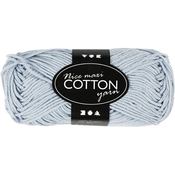 Cotton Yarn, 8/8, L: 80-85 M, size maxi, light blue, 50g/ 1 ball