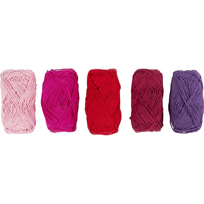 Cotton Yarn, no. 8/4, L: 5x50 M, purple/pink harmony, 5x20 g/ 1 pack