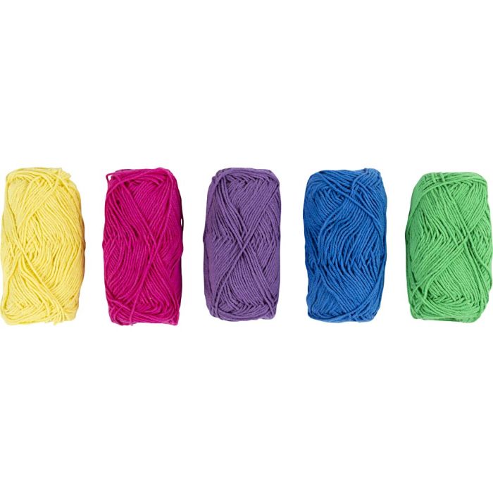 Cotton Yarn, no. 8/4, L: 5x50 M, colorful, 5x20 g/ 1 pack