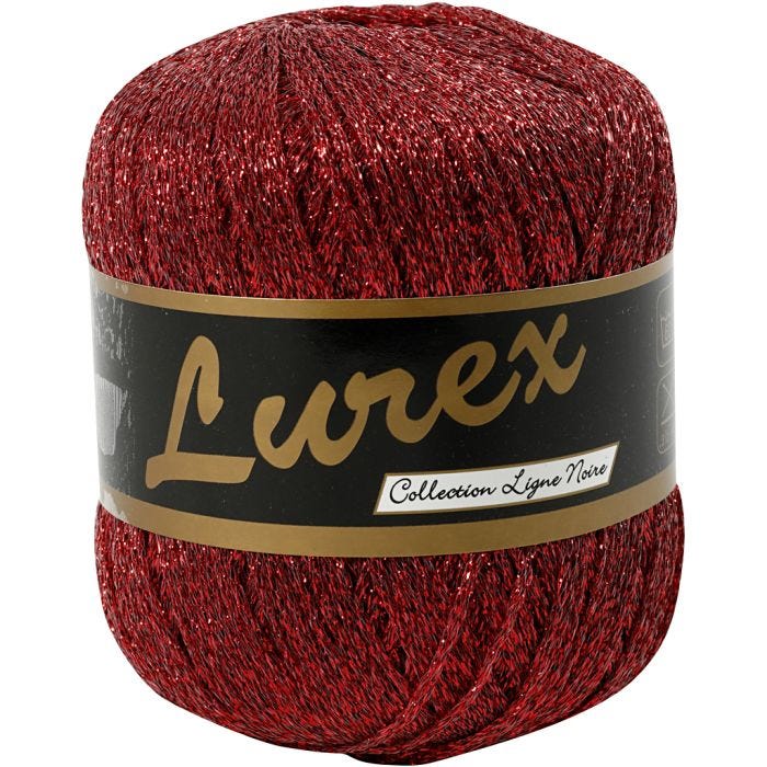 Lurex Yarn, L: 160 M, red, 25 g/ 1 ball
