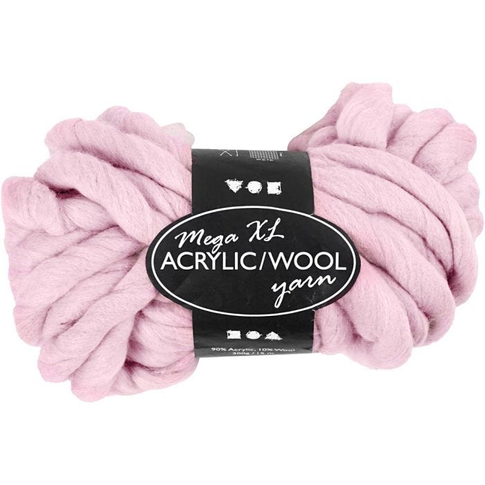 Chunky Yarn of Acrylic/Wool, 15 M, mega, rose, 300g/ 1 ball