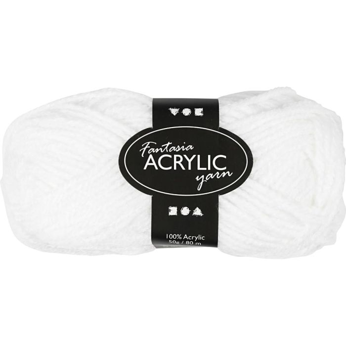 Fantasia Acrylic Yarn, L: 80 M, needle 4,5-5, white, 50 g/ 1 ball