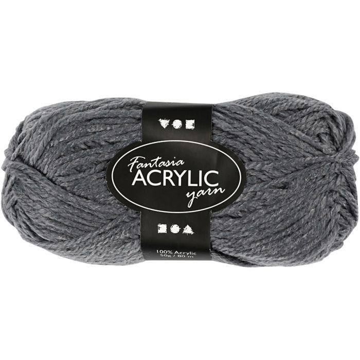 Fantasia Acrylic Yarn, L: 80 m, grey, 50 g/ 1 ball