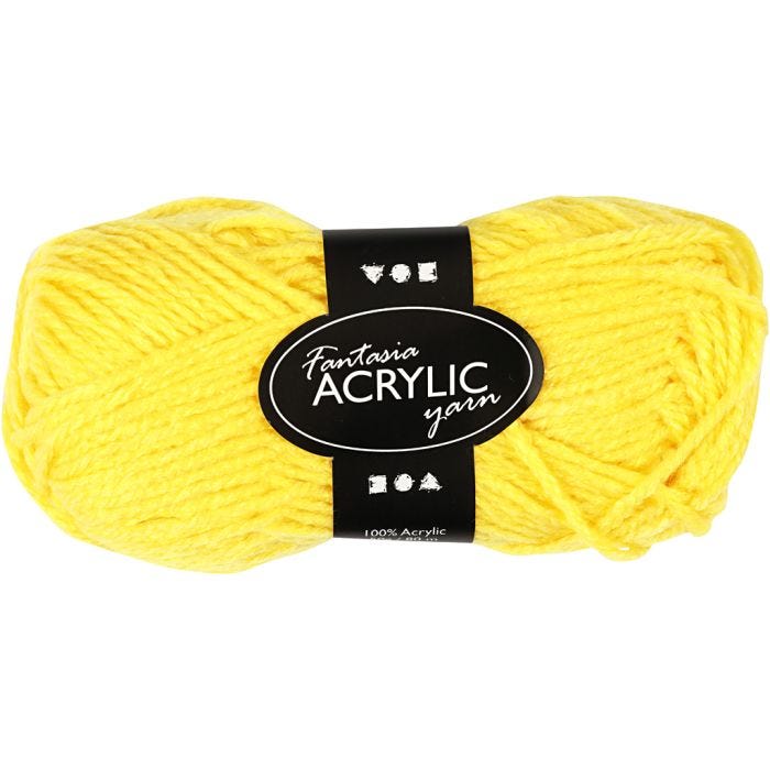 Fantasia Acrylic Yarn, L: 80 M, yellow, 50 g/ 1 ball