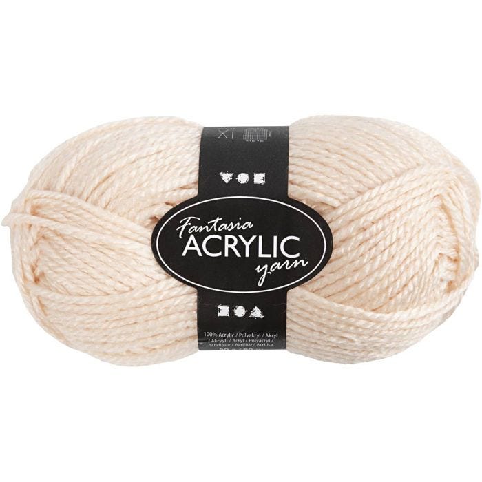 Fantasia Acrylic Yarn, L: 80 M, light beige, 50 g/ 1 ball