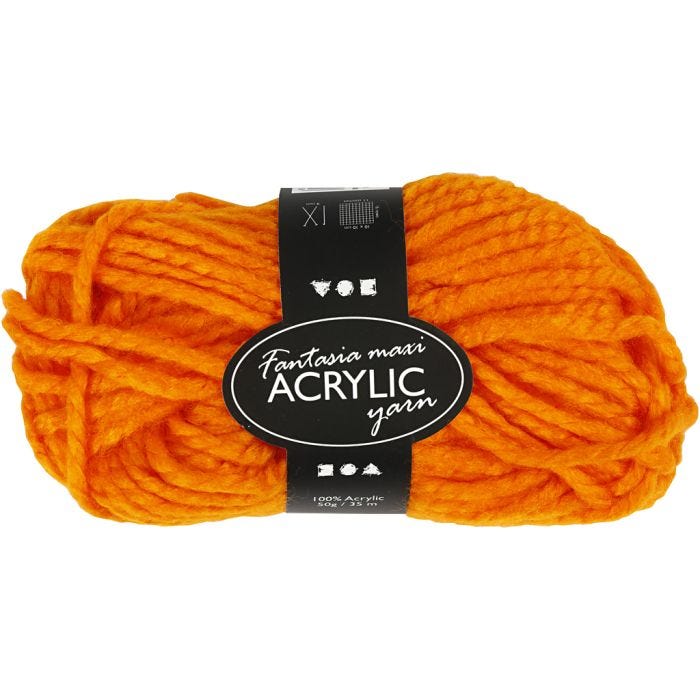 Fantasia Acrylic Yarn, L: 35 M, Maxi, neon orange, 50 g/ 1 ball