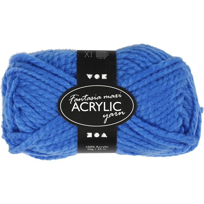 Fantasia Acrylic Yarn, L: 35 M, Maxi, blue, 50 g/ 1 ball