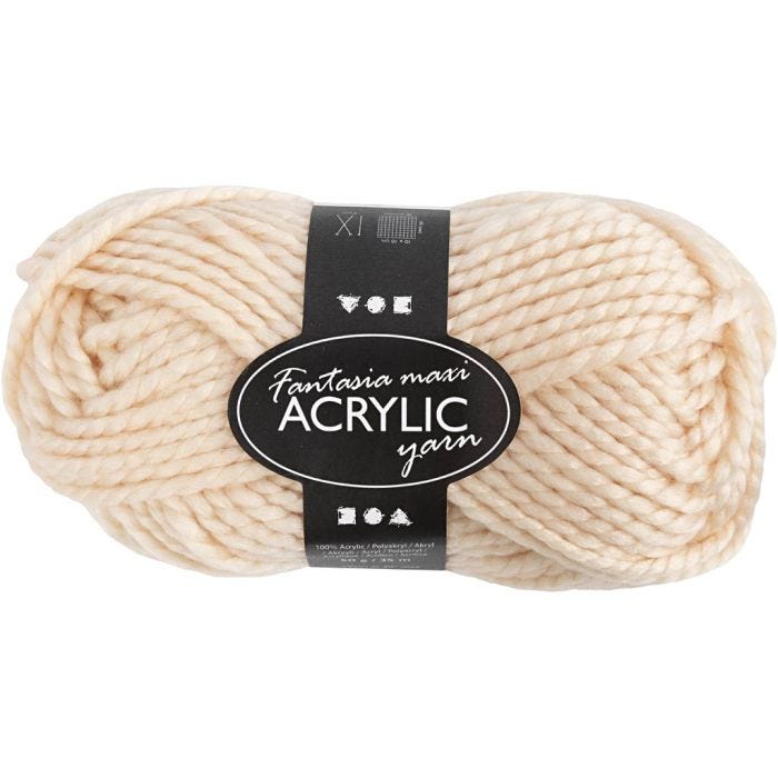 Fantasia Acrylic Yarn, L: 35 M, Maxi, light beige, 50 g/ 1 ball